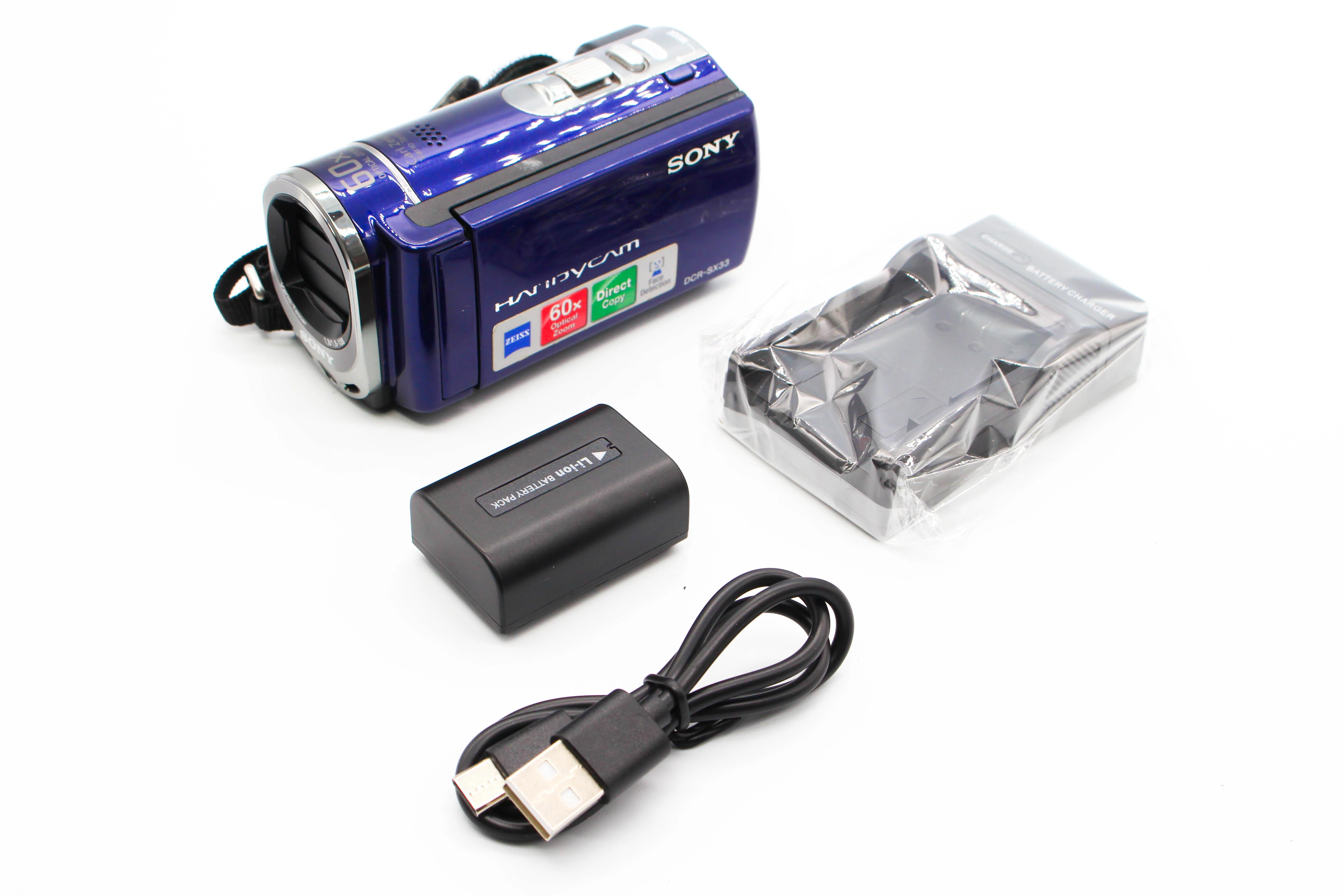 Sony DCR-SX33E SD Card HD Digital Video Handycam Camcorder Camera (Blue) - Tested Bundle Good - Image 2
